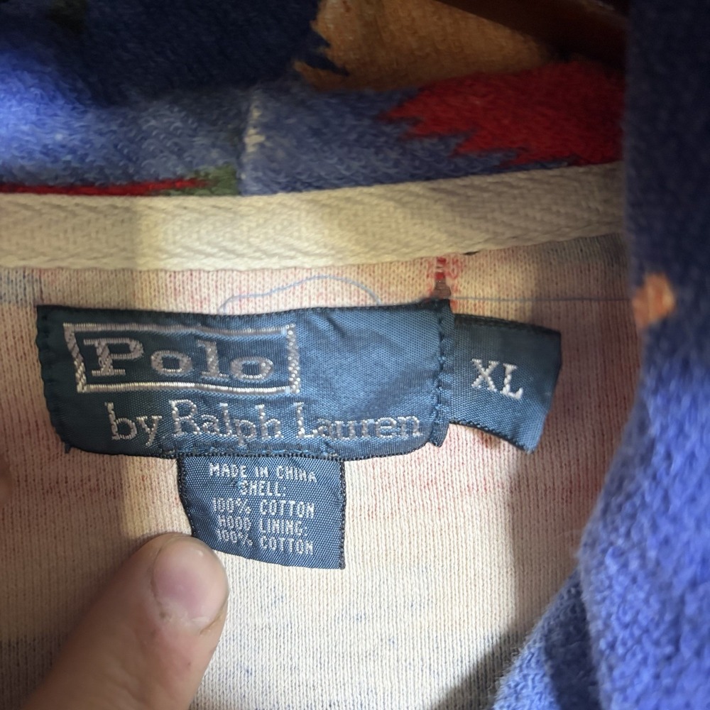 Polo Ralph Lauren Bear Southwestern-Beacon Aztec Serape Native American Hoodie - Picture 4 of 11